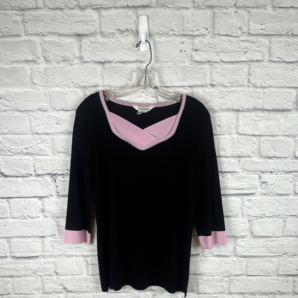 Exclusively Misook VTG Lightweight Stretch 3/4 Sleeve Tunic Top Size L Old Money